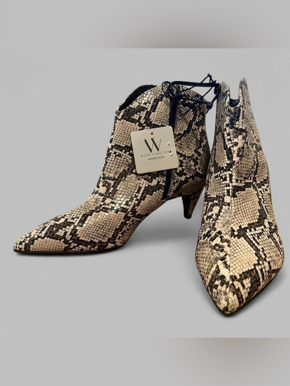 Snakeskin Ankle Boots Black and Cream Size 9